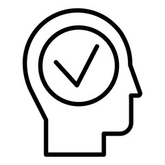 Poster - Head and check icon. Outline head and check vector icon for web design isolated on white background