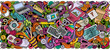 © balabolka - Cartoon doodles Art and Design horizontal stripe illustration