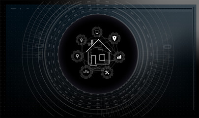 Poster - Internet of things (IOT), devices and connectivity concepts on a network, cloud at center. digital circuit board above the planet Earth.