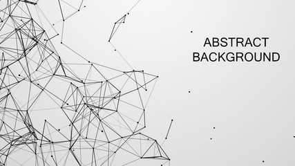 Polygonal white background with connecting dots and lines. Network connection structure. Plexus effect. 3d rendering.