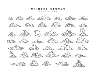 Wall Mural - Collection of black white clouds in Chinese style.