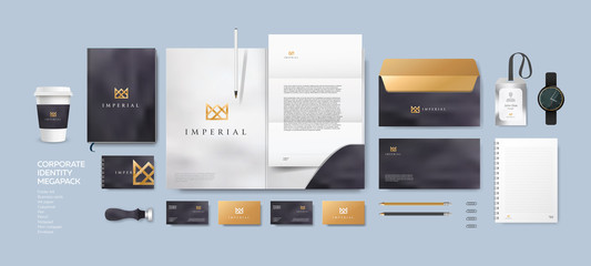 corporate identity premium branding design. stationery mockup vector megapack set. template for busi
