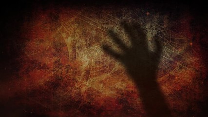 Canvas Print - hand shadow on grunge wall 4k loop features the shadow of a hand moving against a grunge wall with p
