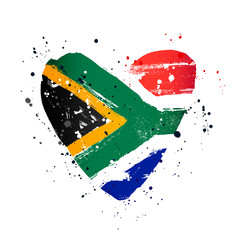 Wall Mural - South African flag in the form of a big heart.