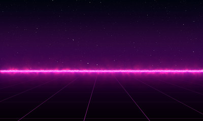 Retro Sci-Fi Background Futuristic landscape of the 80`s. Digital Cyber Surface. Suitable for design in the style of the 1980`s	