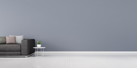 Aufkleber - Perspective of modern luxury living room with grey sofa and side table on colour wall background, Minimal. - 3D rendering.