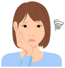 Poster - Young woman vector illustration (upper body) / depression, annoying, troubled, disappointed