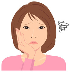 Poster - Young woman vector illustration (upper body) / depression, annoying, troubled, disappointed