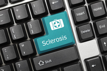 Wall Mural - Conceptual keyboard - Sclerosis (blue key)