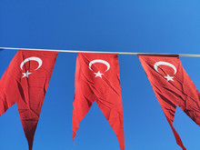 Turkish Flag And Blue Sky Background