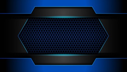 Wall Mural - abstract dark blue overlapping layers background with light technology concept. vector design templa