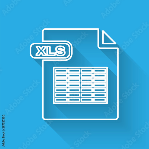 White Line Xls File Document Download Xls Button Icon Isolated With Long Shadow Excel File Symbol Vector Illustration Stock Vector Adobe Stock