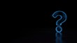 3d glowing wireframe symbol of symbol of question isolated on black background