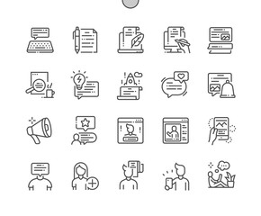 Fototapete - Blog Well-crafted Pixel Perfect Vector Thin Line Icons 30 2x Grid for Web Graphics and Apps. Simple Minimal Pictogram