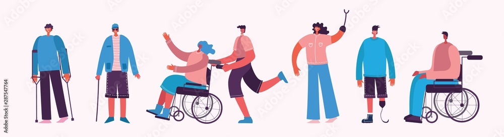 Disabled people, young invalid persons, men and women with physical ...