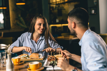 Poster - couple having lunch in restaurant