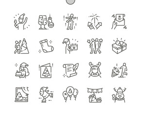 Poster - Christmas celebration Well-crafted Pixel Perfect Vector Thin Line Icons 30 2x Grid for Web Graphics and Apps. Simple Minimal Pictogram