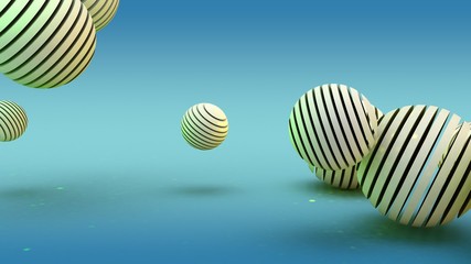 Poster - 3D rendering of abstract, geometric shapes in the new year style on a blue background. Image of spheres from disks of different sizes. The scope stripe. Illustration of an abstract festive songs.