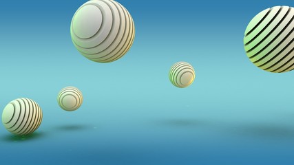 Poster - 3D rendering of abstract geometric shapes in new year style on a blue background. Image of spheres consisting of disks. The scope stripe. Illustration of an abstract festive songs.