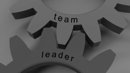 Poster - TEAM LEADER concept with GREY wheel in a grey background, 3d illustration for wallpaper and background