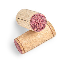 Wine Corks Isolated On White Background. Close Up.  Red Wine Concept