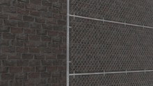 Chain Link Fence On Brick Wall 3D Render