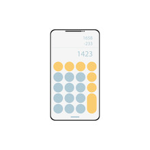 Phone With Calculator App, Concept Of Ui In Flat Style