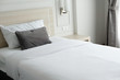 bed in in hotel resort. bedroom interior