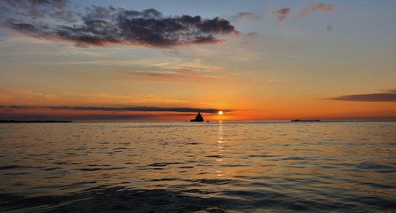 Wonderful sunrise over lake