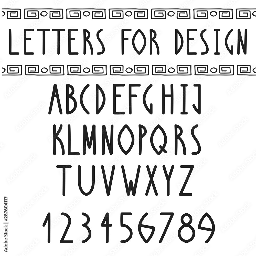 Greek Font. Roman regular english alphabet. Vector antique letters 
