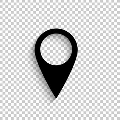 Poster - Map pointer - black vector  icon with shadow