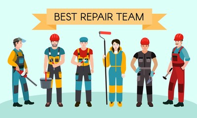 Poster - Best repair team concept banner. Flat illustration of best repair team vector concept banner for web design
