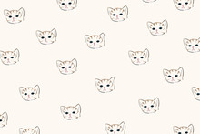 Cute Cat Illustration Pattern Background Wallpaper.