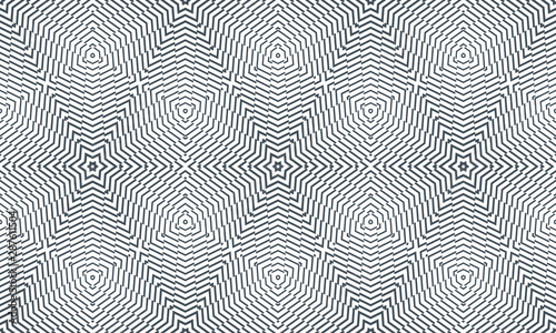 Vector seamless pattern with hexagonal structure. Symmetric dash texture.