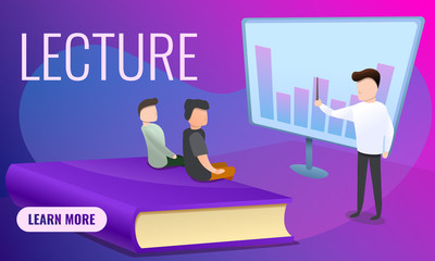 Poster - Online lecture concept banner. Cartoon illustration of online lecture vector concept banner for web design
