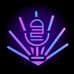Poster - Neon studio microphone icon. Cartoon of neon studio microphone vector icon for web design isolated on white background