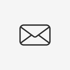 Poster - Email icon. Black envelope pictogram. Vector message symbol. Correspondence address button for send letter. Website chat button.