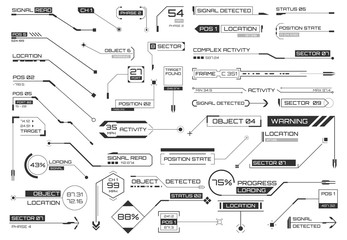 Poster - Call out titles, pointers, targets infographic elements. Futuristic user interface. Virtual graphic. Infographic elements. Digital dashboard panel illustration