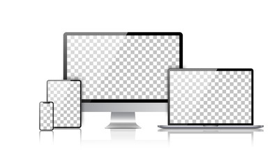 Poster - Set of computer, laptop in a flat vector style