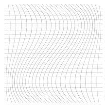 Wavy, Waving Grid, Mesh Of Thin Lines. Squeeze, Stretch Distort Effect. Camber, Crook Deformation Illustration. Distort Array Of Intersect Lines. Undulate, Billowy Warp Effect