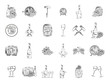 © Gstudio - bundle of grapes and wine icons
