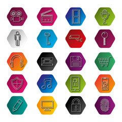 Canvas Print - security and media player set icons