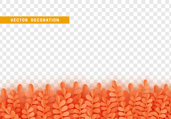 Wall Mural - orange leaves art paper flat, with transparent background. leaves petals of bushes and plants of cut