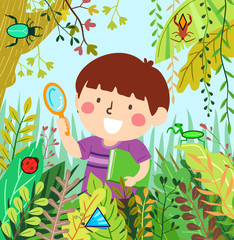 Sticker - Kid Boy Find Shape Insects Illustration