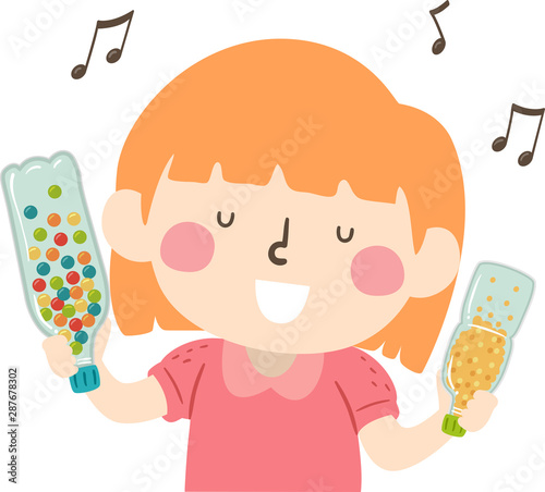 Kid Girl Sensory Music Shaker Illustration