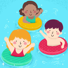 Poster - Kids Floater Pool Illustration