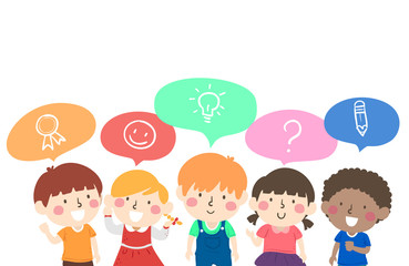 Sticker - Kids Talk Each Other Illustration