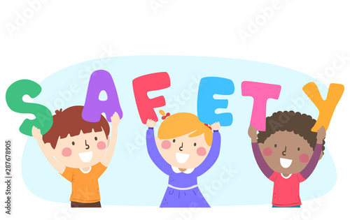 Kids Safety Word Raise Illustration