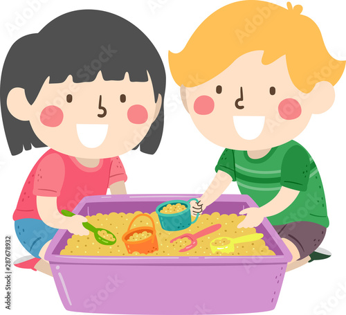 Kids Sensory Scooping Beans Illustration