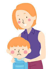 Poster - Kid Boy Feel Sad Mom Illustration